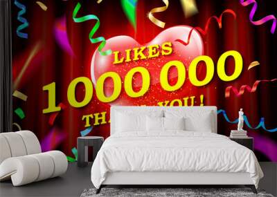 1M or 1 Million likes thank you Wall mural