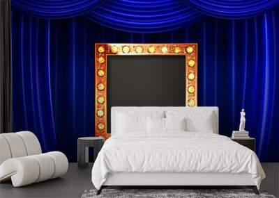 Gold frame with light bulbs Wall mural