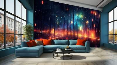 Cybernetic Beats: The Rhythm of Neon Dreamscapes Wall mural