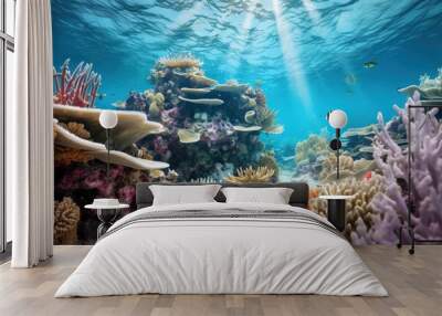 Epic Underwater Coral Reef Life. Generative AI Wall mural