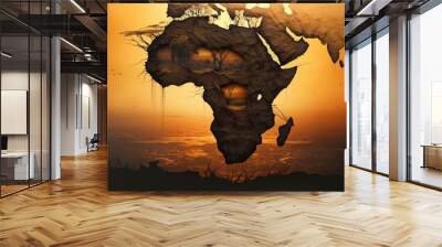 Navigating the Continent: Detailed Map of Africa. Generative AI Wall mural