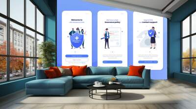 Insurance agent illustration on user interface screen concept Wall mural