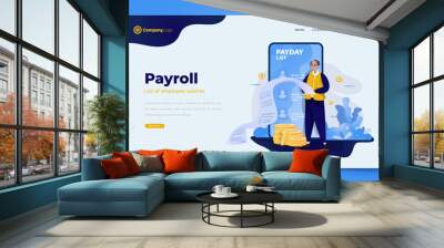 List of employee salaries or payroll for payday illustration concept Wall mural