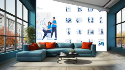 Marketing team business strategy illustration set Wall mural