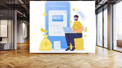 Online banking check salary payment payday vector illustration	 Wall mural