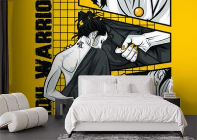 cool samurai lady Wall mural