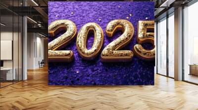 2025 New Year on violet background.	
 Wall mural