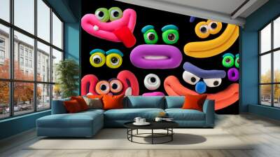 multicolor plasticine parts of face Wall mural