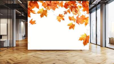 Autumnal leaves frame isolated on white  Wall mural