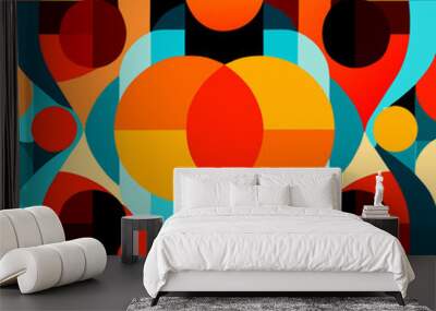 Bauhaus geometric pattern background. Abstract bauhaus style wallpaper. Colorful Bauhaus mosaic design pattern. Modern bauhaus mural print. Scandinavian minimalistic decorative ornament pattern. Wall mural