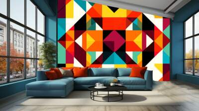 Bauhaus geometric pattern background. Abstract bauhaus style wallpaper. Colorful Bauhaus mosaic design pattern. Modern bauhaus mural print. Scandinavian minimalistic decorative ornament pattern. Wall mural