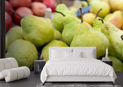 fresh freshness diet bunch ripe fruit food agriculture crop closeup copy background pear space Wall mural