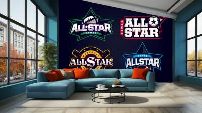 Modern professional emblem all star collection for sports Wall mural