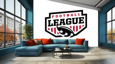 Modern professional emblem american football league in red and white theme Wall mural