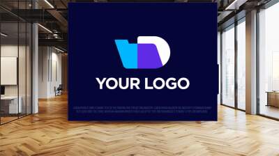 Modern professional logo in the shape of the letter D with a folder inside Wall mural