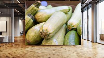 ripe green fresh healthy zucchini vegetable object vegetarian courgette nutrition food raw Wall mural