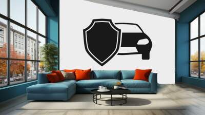 Car and shield icon Wall mural