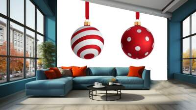 christmass ball set, vector illustration of a xmas balls with different patterns on a plain backgrou Wall mural