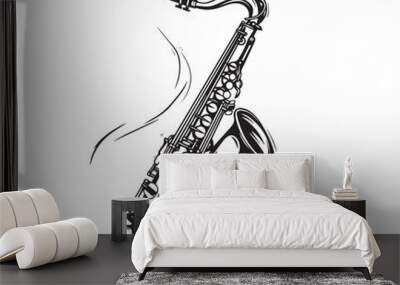 saxophone isolated on white background Wall mural