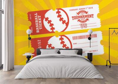 two modern professional design of baseball tickets in green theme Wall mural