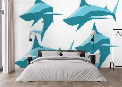 Set of sharks Wall mural