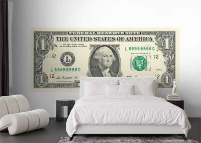 1 highly detailed dollar banknote. Vector Illustration Wall mural