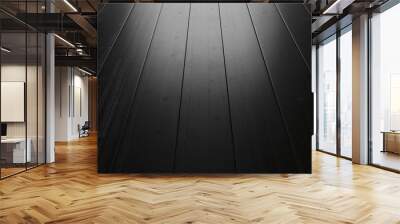 Black wood background with lighting from the window Wall mural