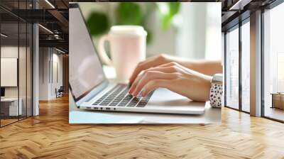 Businessman Working on Laptop Hands Typing on Keyboard Wall mural