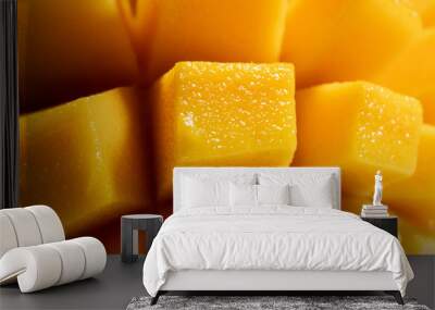 Beautiful sweet and juicy slices of mango Wall mural