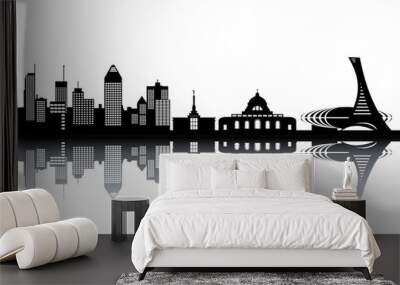 Montreal skyline - black and white vector illustration Wall mural