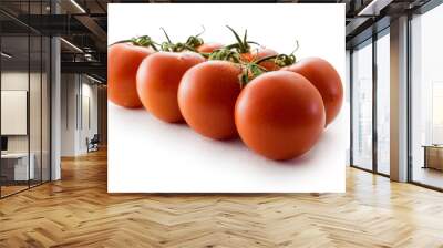 Red tomatoes on white background Wall mural