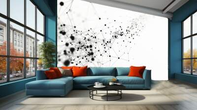 Digital AI network visualization on white, featuring advanced technology and connectivity Wall mural