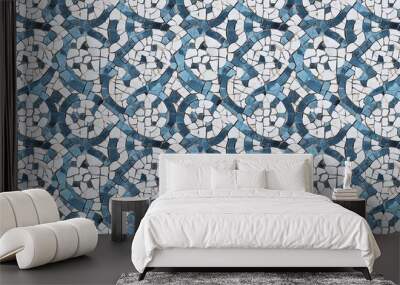 Mosaic tile texture with a colorful, artistic design. seamless background pattern Wall mural