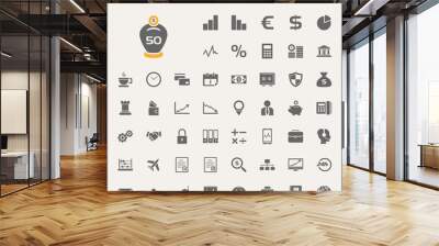 Economy and business icons set Wall mural