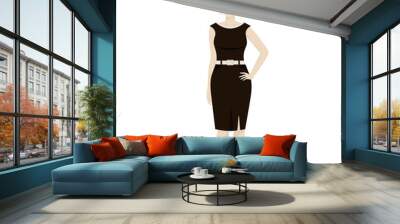 Elegant woman with dress and glasses. Isolated vector illustration Wall mural