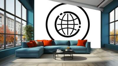 Globe. World sign. Earth planet. Commerce outline icon in a circle. Vector illustration Wall mural