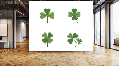 Luck clover leaves vector set isolated on white background. Four and three leaf clover Wall mural