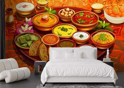 Delicious Indian Cuisine Spread Wall mural