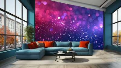 a beautiful abstract galaxy background with blue, purple and red colors, bokeh effect, stars and nebulae, Wall mural