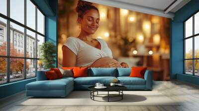 Pregnant Woman Massage By Doula. Baby Care, Generative AI Wall mural