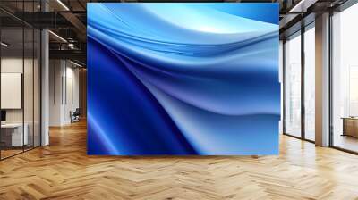 Blue smooth abstract wavy background. Wall mural