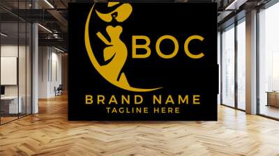 BOC fashion logo. BOC  Beauty fashion house. modeling dress jewelry. BOC fashion technology  Monogram logo design for entrepreneur and best business icon. 
 Wall mural