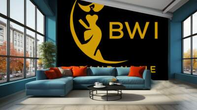 BWI fashion logo. BWI  Beauty fashion house. modeling dress jewelry. BWI fashion technology  Monogram logo design for entrepreneur and best business icon. 
 Wall mural