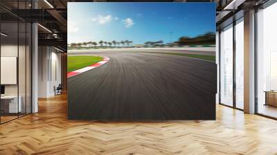 Curvy motion blurred race track. Wall mural