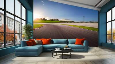 Sunset motion blurred race track. Wall mural