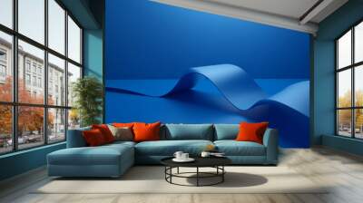 Minimalist Blue Curves Abstract Design Wall mural