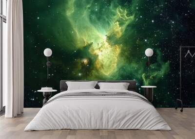 Green nebula space background Wall mural