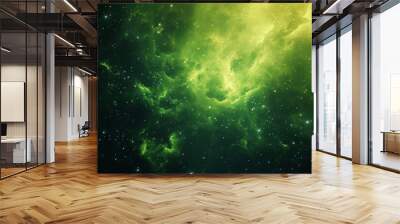 Green nebula space background Wall mural