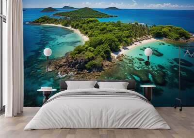 Beautiful Remote Island Aerial View Seascape Background Wall mural