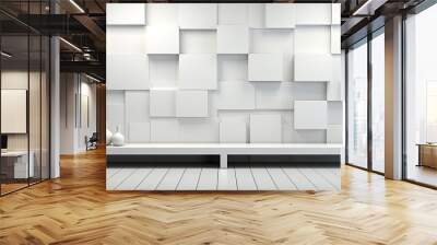 Digital Geometric Technology White Square Boxes Wall Background Wall mural